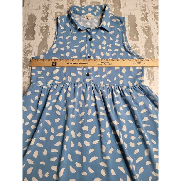 2642 Umgee‎ Blue/White Sleeveless Dress Women's Medium - Picture 6 of 7
